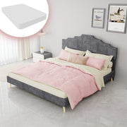 Letto moderno minimalista 160x200 cm con testiera morbida grigia e materasso incluso