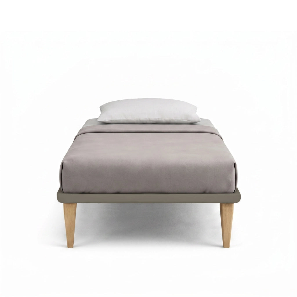 Letto 1 Piazza e Mezza con Rete Rivestita 120x190 cm Similpelle Cappuccino Tessis