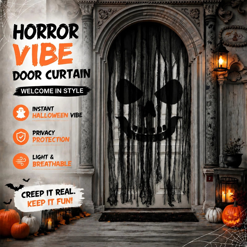 Decorazione per porta a tema Halloween, set da 3, 100 x 165 cm, tessuto, design horror con elementi sanguinolenti