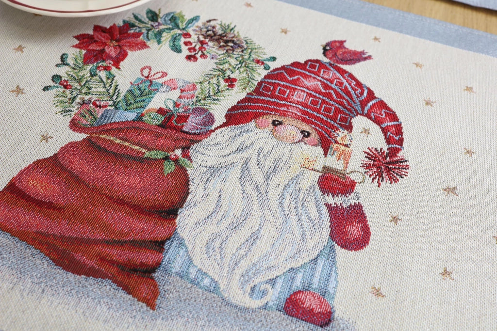 Runner da tavolo 140x45 cm, tessuto jacquard, motivo natalizio, lavabile