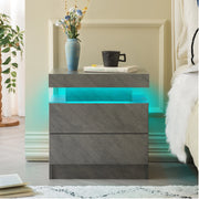 Comodino Moderno con Luci LED Regolabili e 2 Cassetti, Colore Grigio Scuro