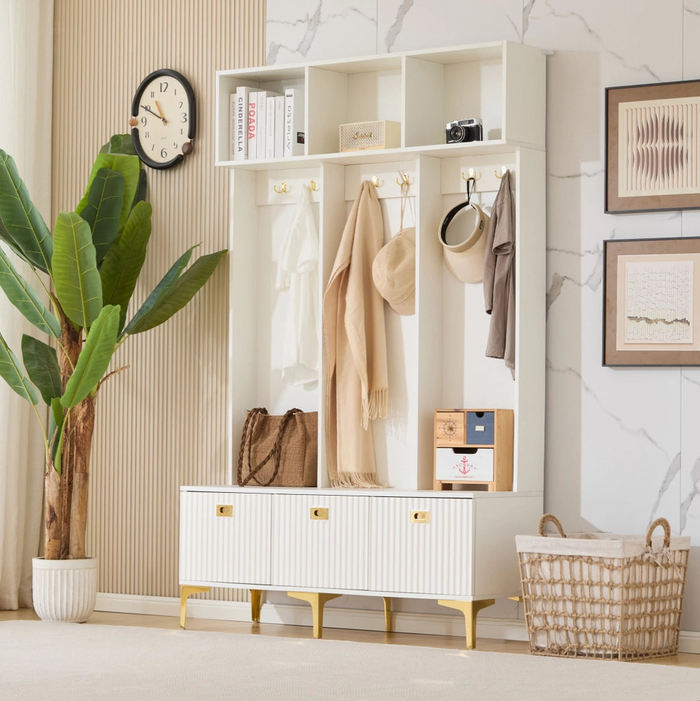 Mobile ingresso con panca 120x40x191,5 cm bianco