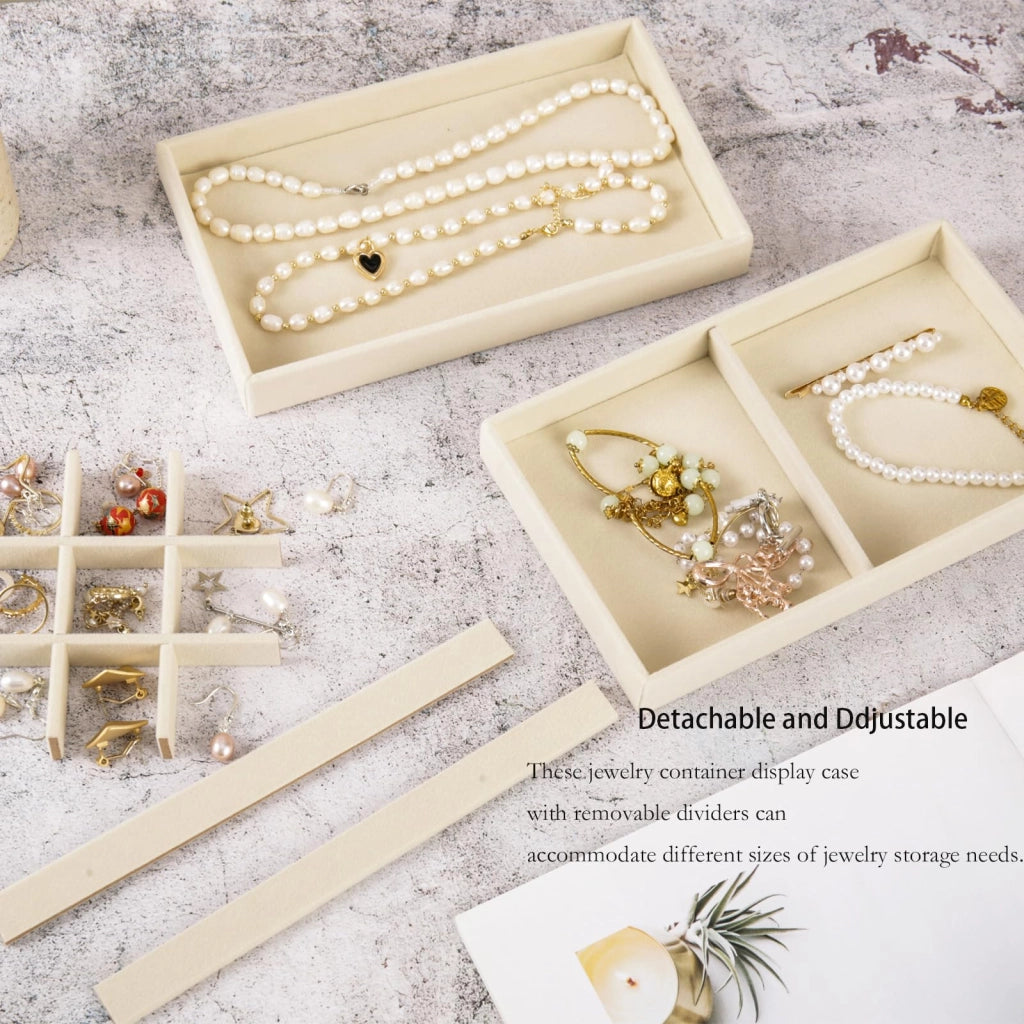 Organizzatori per gioielli, in velluto, set da 8, color beige