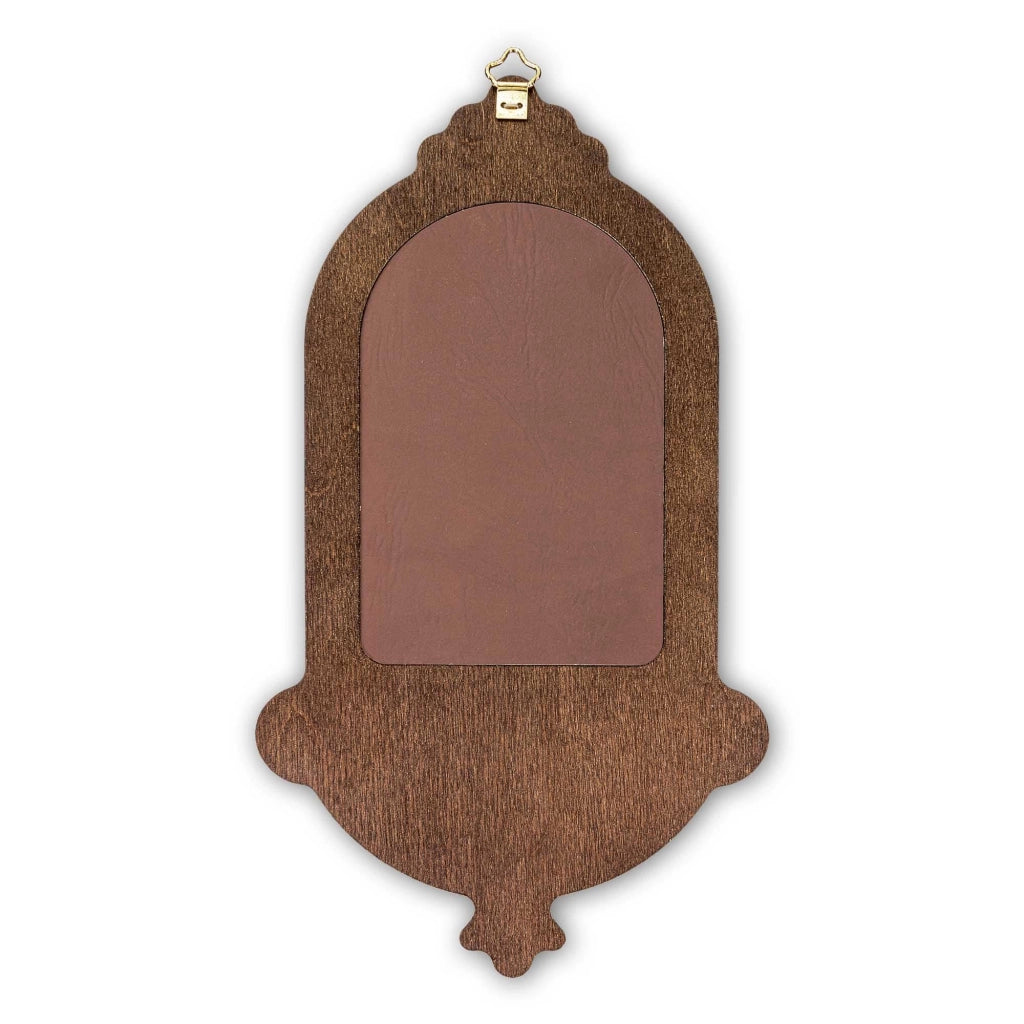 Bacino per l'acqua benedetta in legno, Madonna di Guadalupe, 13,9x25,4 cm