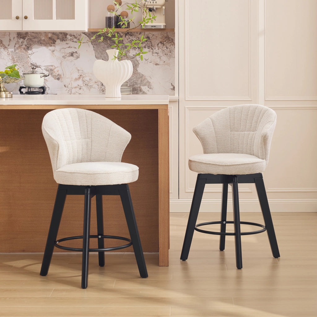 Sgabello da bar 51x52.5x92.5 cm girevole in ciniglia beige