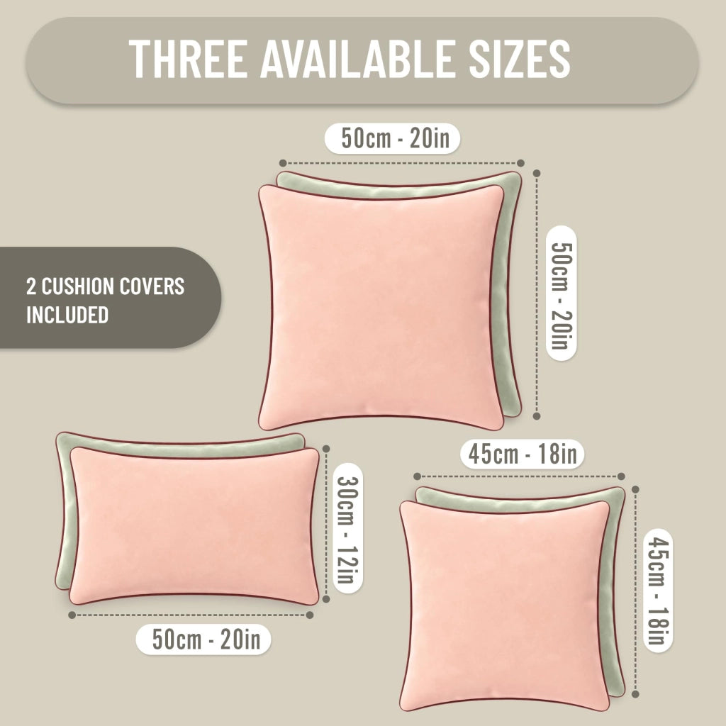 Coperte per cuscini, 50x50 cm, in velluto, fronte-retro, rosa/bianco, confezione da 2 pezzi