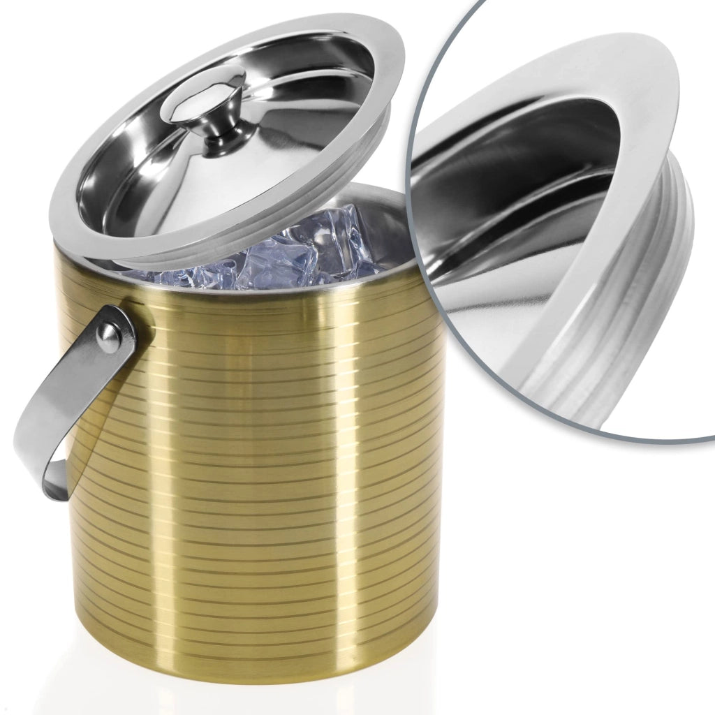 Contenitore refrigerante in acciaio inossidabile, a doppia parete, color oro, capacità 1,5 litri