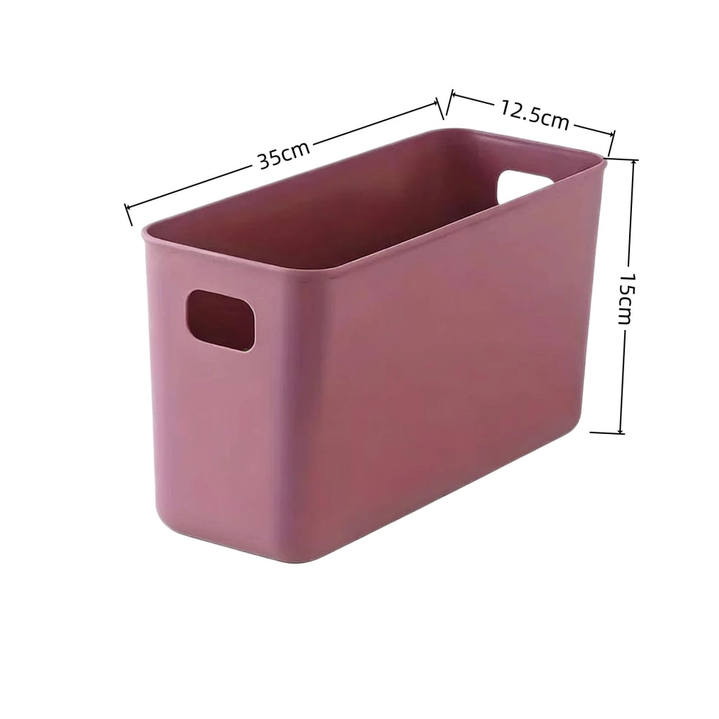 Set di 4 contenitori portaoggetti, in plastica, color viola, dimensioni 37x13x15 cm