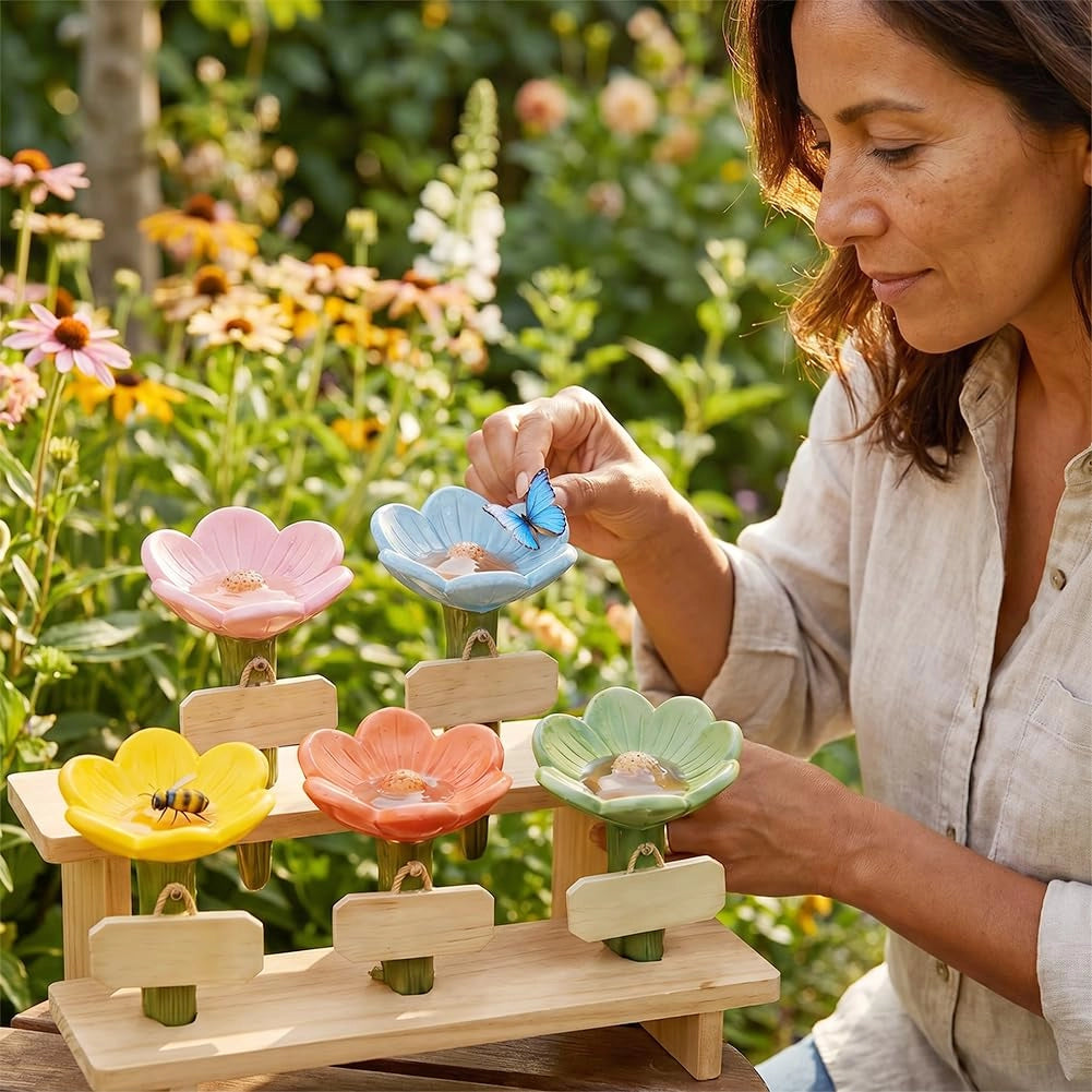 Set di 5 abbeveratoi a forma di fiore per il giardino