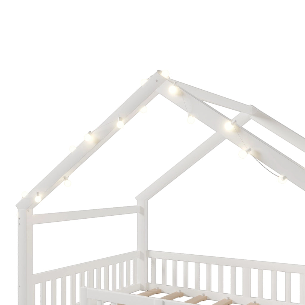 Letto casetta bianco per bambini 140 x 190 cm