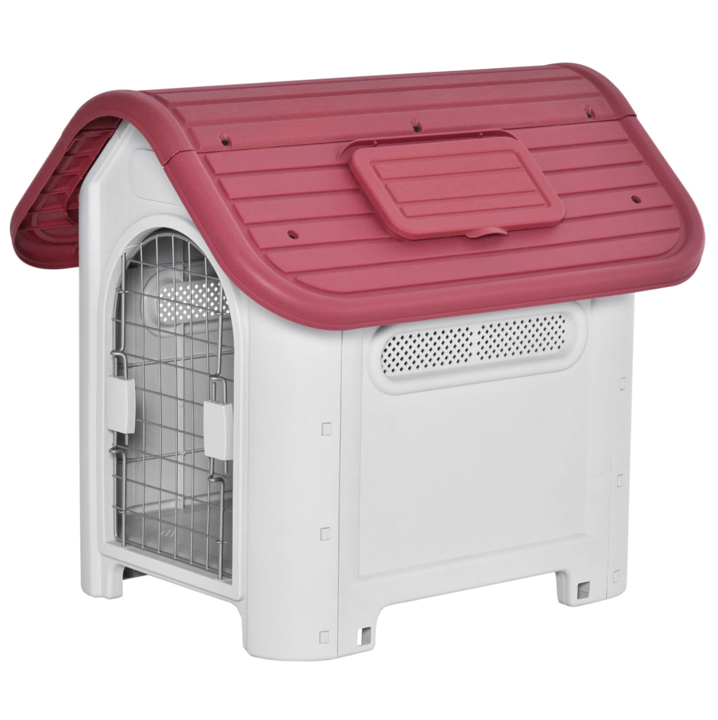 cuccia da esterno per cani 59x75x66 cm in plastica rossa, impermeabile