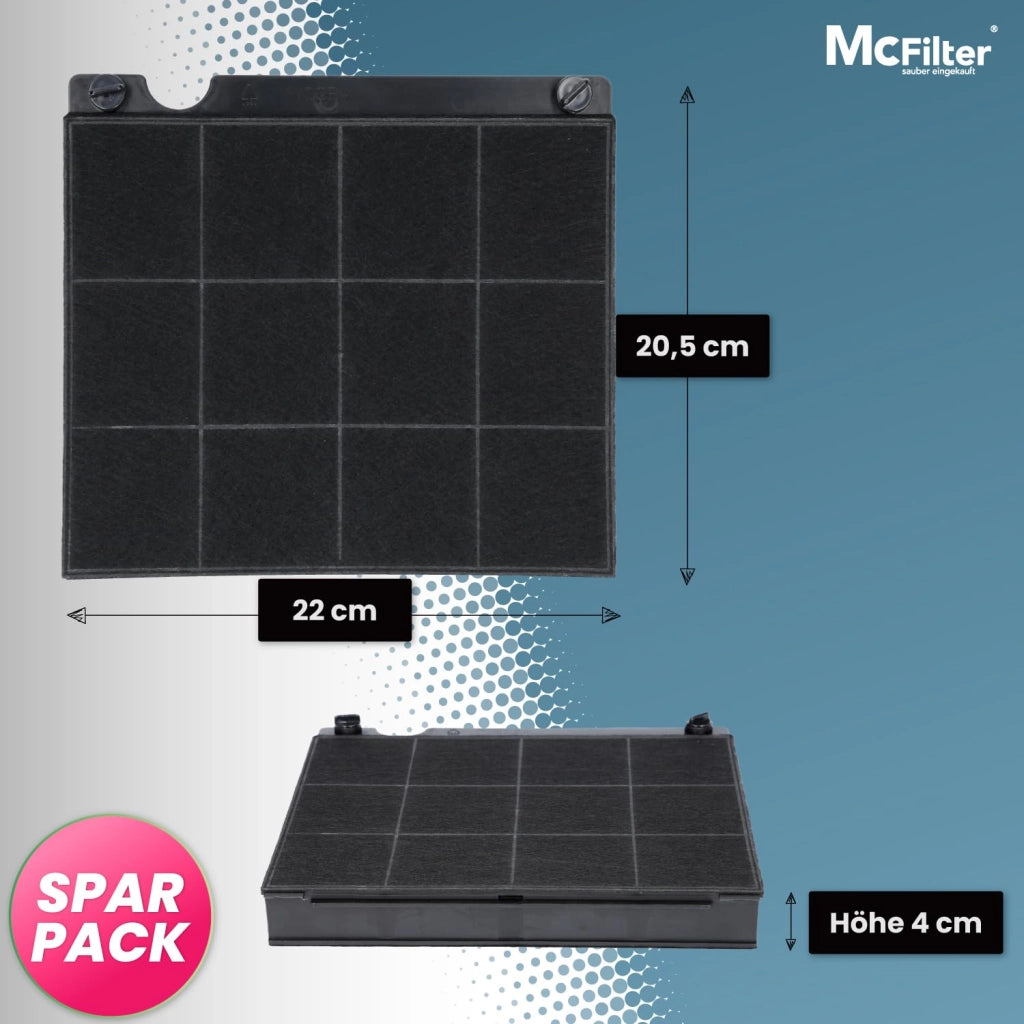 2 filtri a carbone attivo per cappa aspirante, dimensioni 220x205 mm, tipo 15