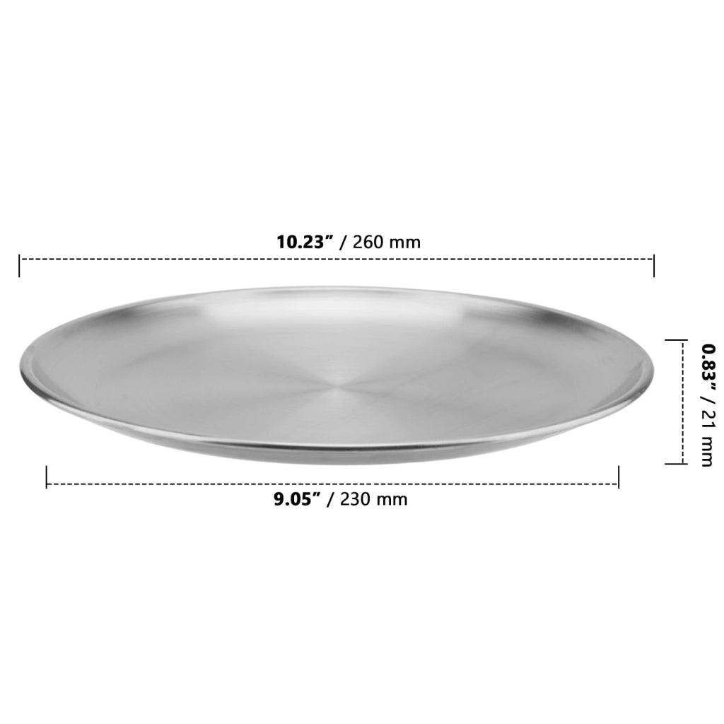 Set di 5 piatti piani in acciaio inossidabile, diametro 26 cm, forma rotonda, resistenti alla ruggine