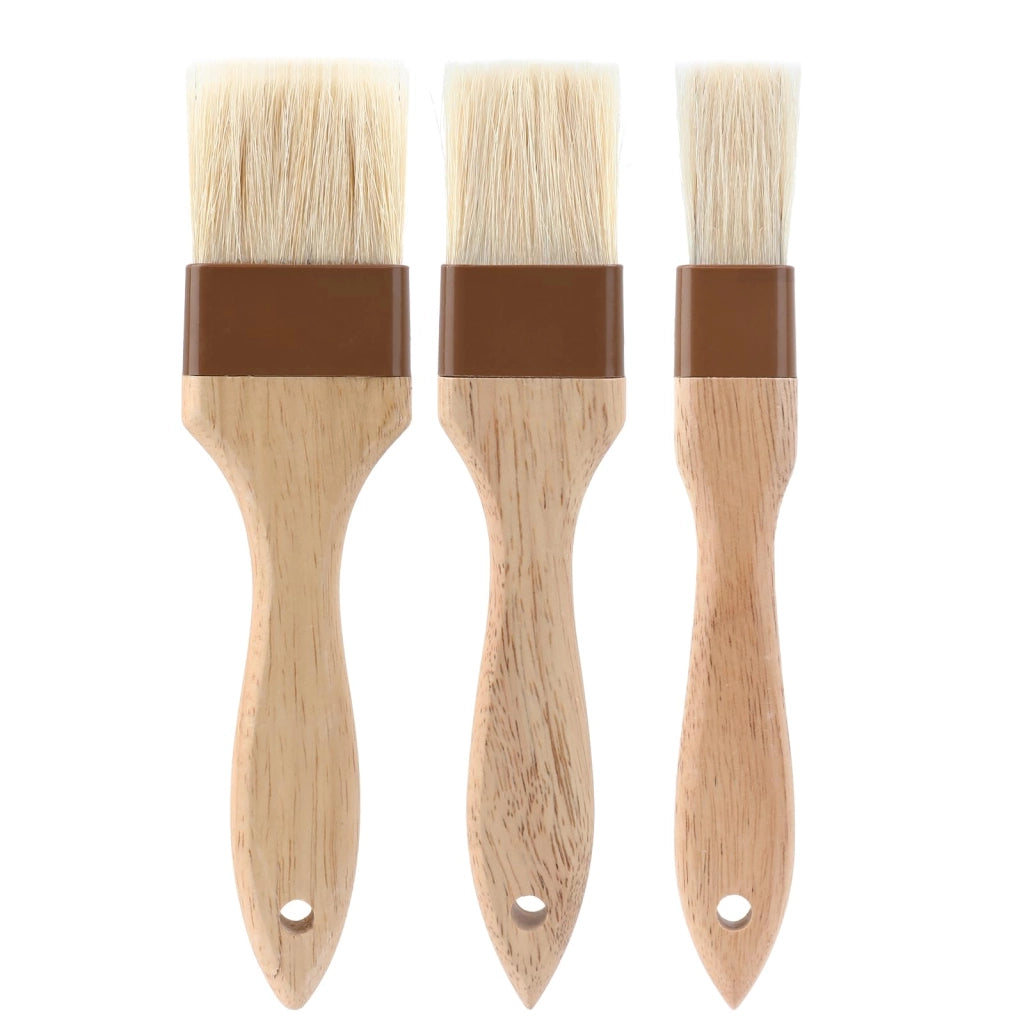 3 spazzole per capelli con setole naturali, resistenti al calore, con manico in legno, di dimensioni 2,5/4/5 cm