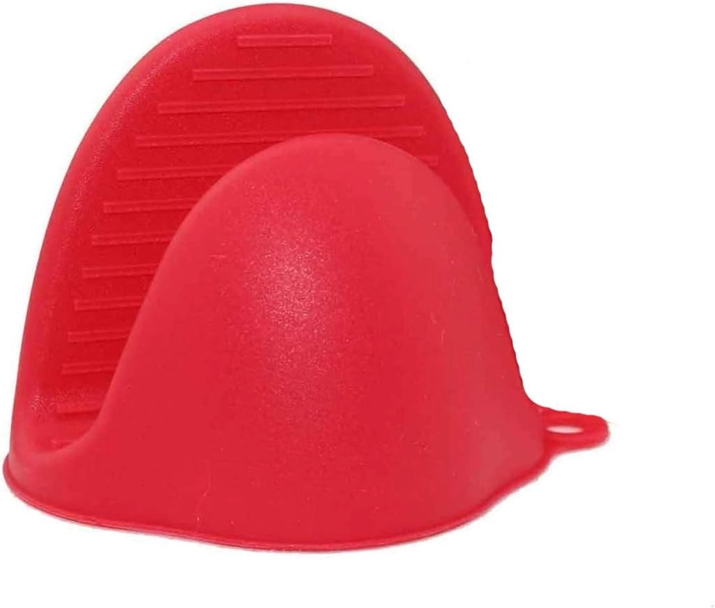 Guanti da forno in silicone, set da 2 pezzi, colore rosso, per cucina e barbecue