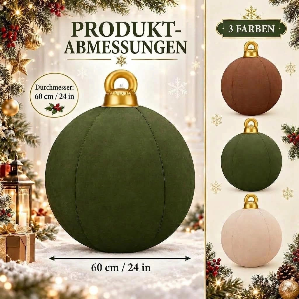 3 palline di Natale gonfiabili in velluto, in PVC, con effetto floccatura, diametro 80 cm