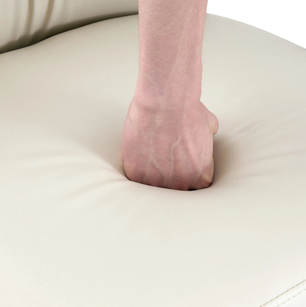Set di 2 sedie da pranzo beige imbottite con rivestimento in PU e gambe in metallo