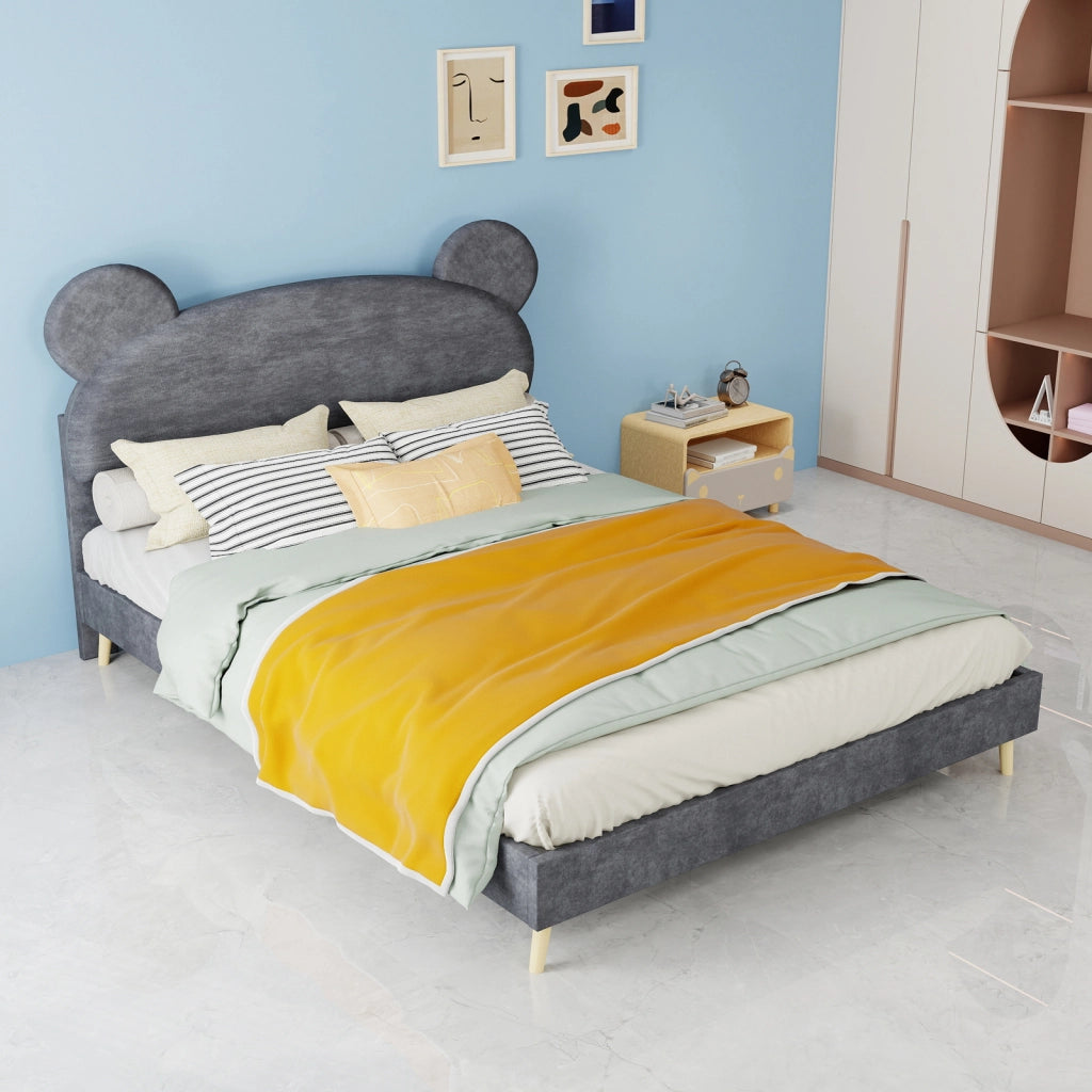 Letto imbottito tessuto metallo grigio 144 x 200 cm