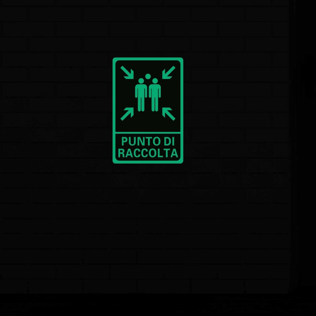 Set di 2 cartelli "Punto di raccolta", dimensioni 20x30 cm, in PVC fluorescenti