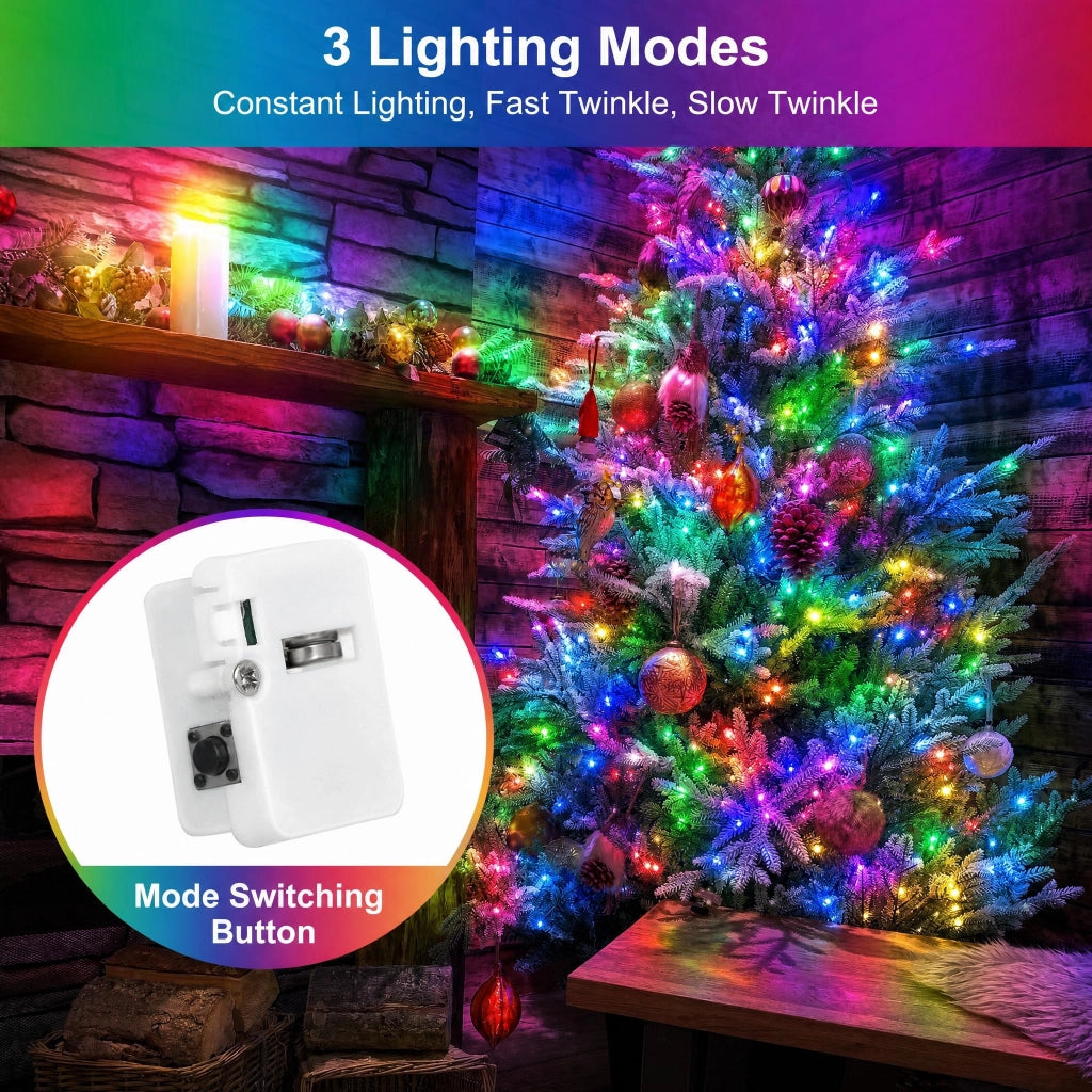 Mini catena luminosa, set da 8, 2 metri, 20 LED, alimentata a batteria, multicolore