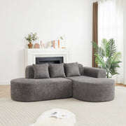 Divano angolare con chaise longue a destra e 3 cuscini schienale in ciniglia grigio
