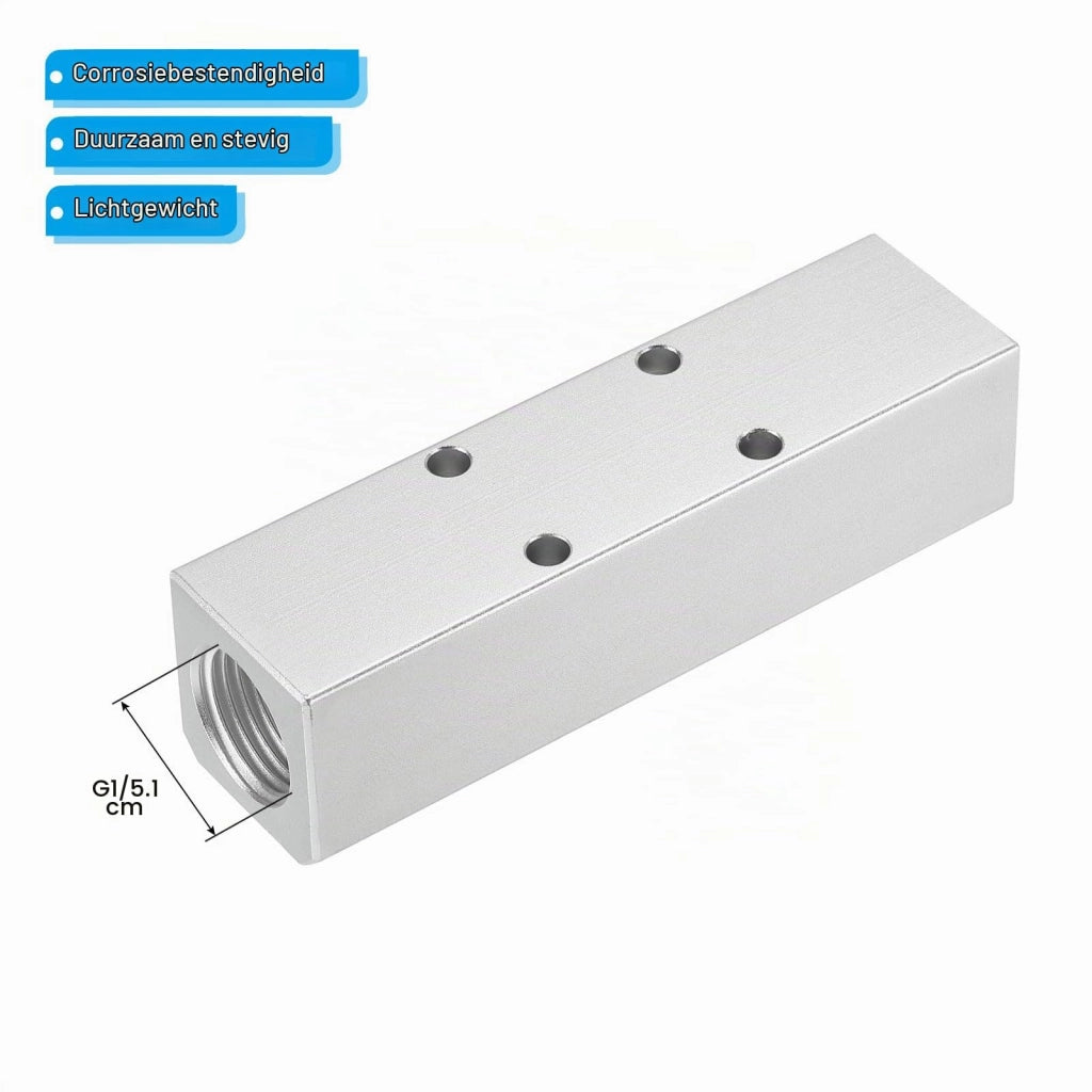 Divisore d'aria a 3 vie e 5 uscite, con attacchi G1/2" e G1/4", in alluminio, colore blu