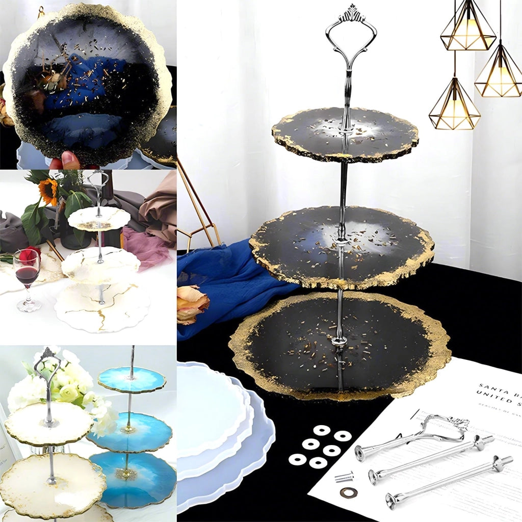 Set di tortiere a più livelli, 6 piani, colore argento, metallo, design a