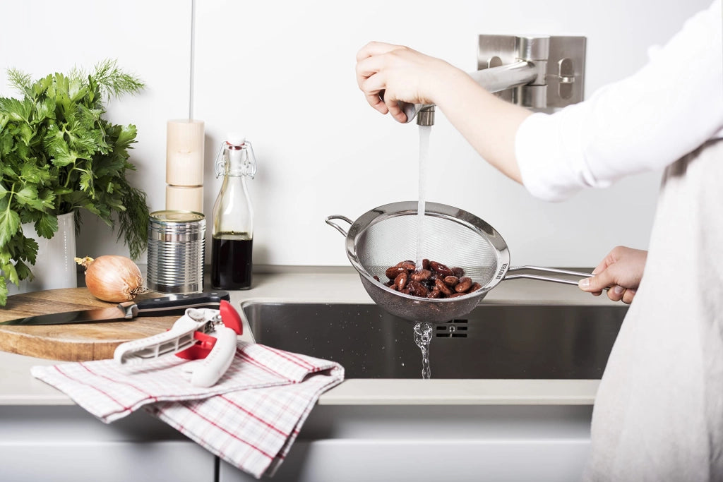 Setaccio da cucina in acciaio inossidabile, diametro 20 cm, a doppia maglia