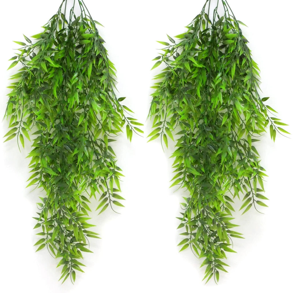 Piante artificiali da appendere, bambù, 2 pezzi, 80 cm, verde