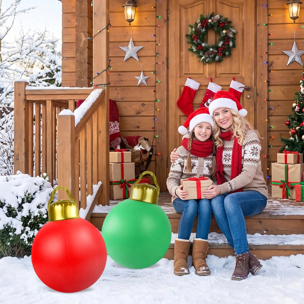 Palline di Natale gonfiabili, 30 cm, rosse e verdi, in PVC, adatte per interni ed esterni