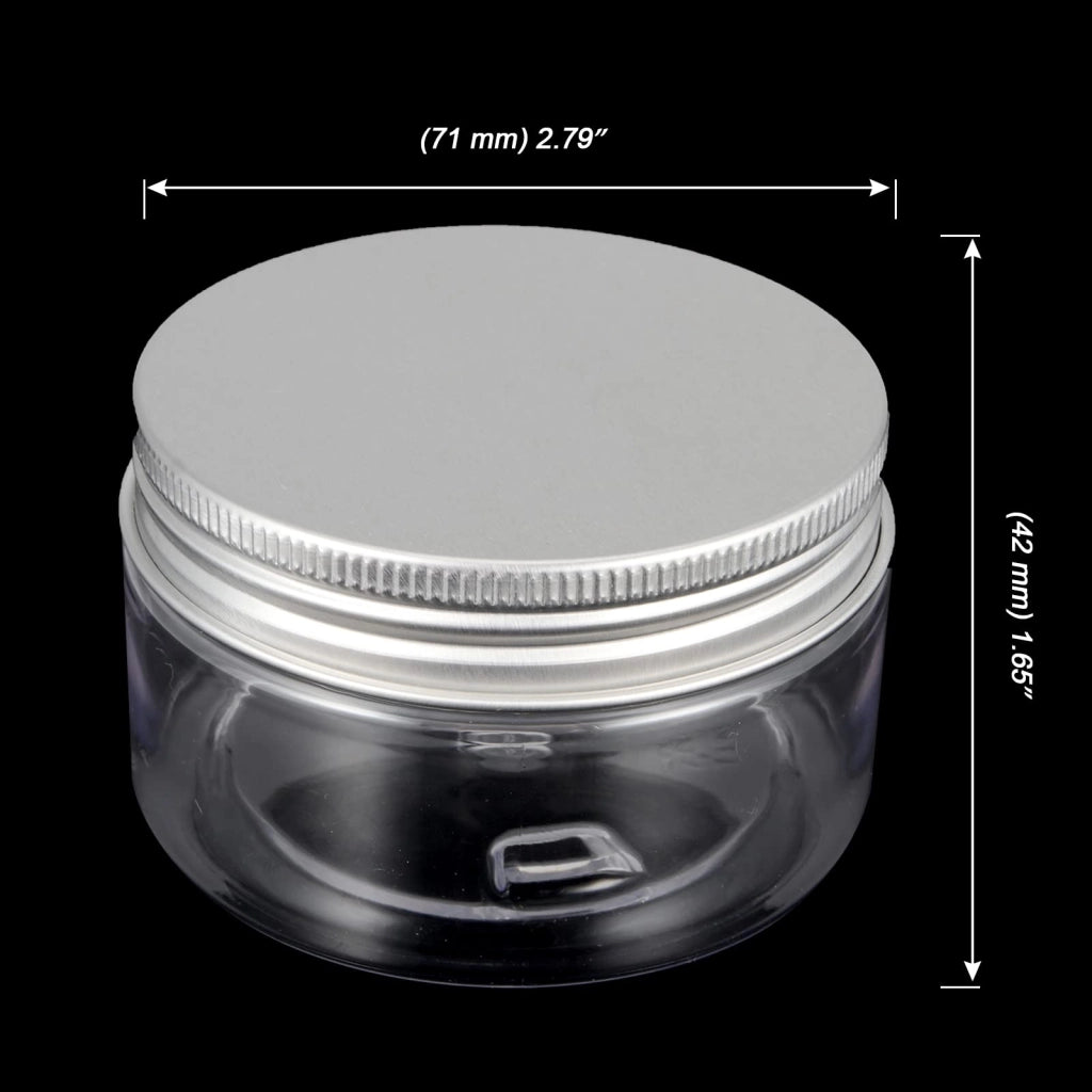 Set di 24 contenitori in plastica da 100 ml con coperchi in alluminio, trasparenti