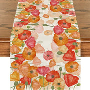 Tovaglia da tavolo in lino con motivo di papaveri, 33x183 cm, decorazione primaverile