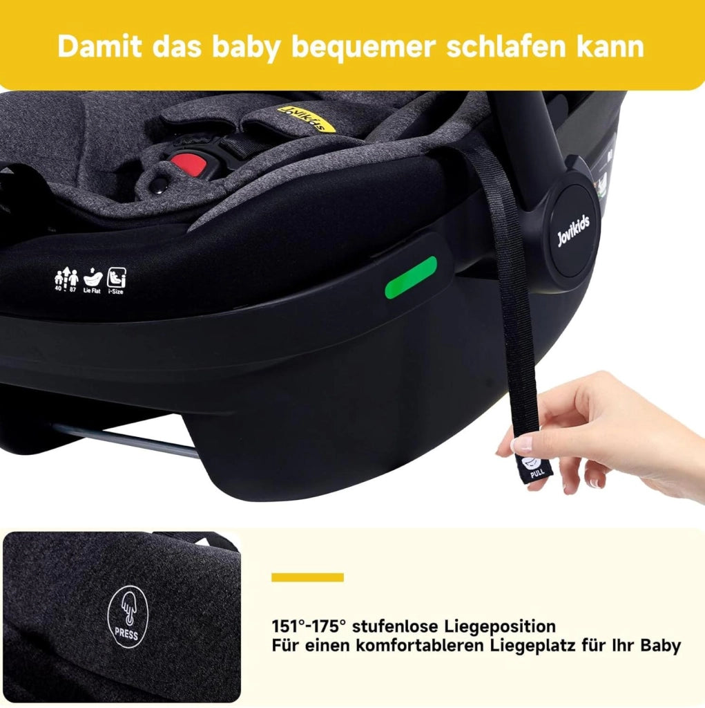 Jovikids Aria ovetto auto 40-87 cm reclinabile, nero