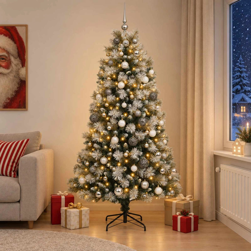Albero di Natale artificiale con rami snodati e palline 240 cm 3467304