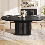 Tavolo da pranzo estensibile 118158x118x76 cm in MDF nero con vano contenitore