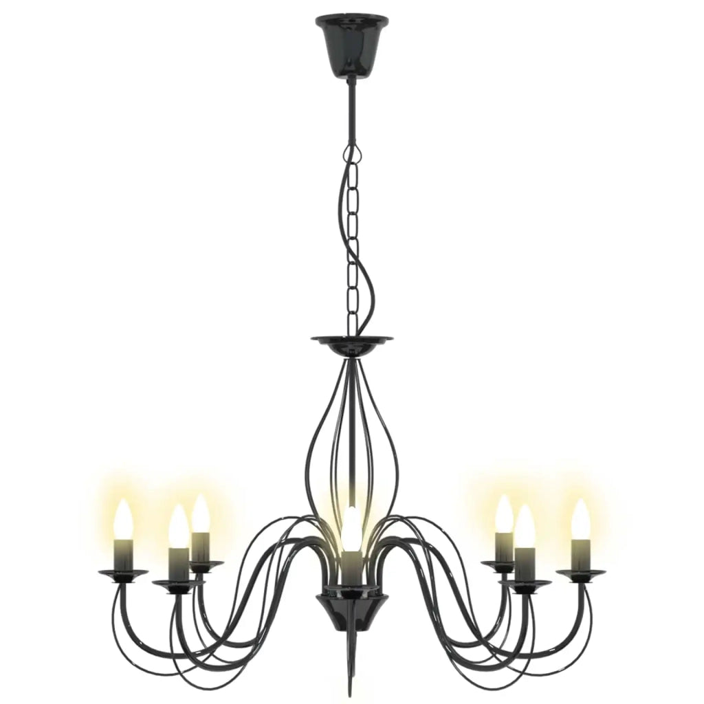 Lampadario regolabile E14 Metallo Nero Ø 78 x 101 cm 42053779