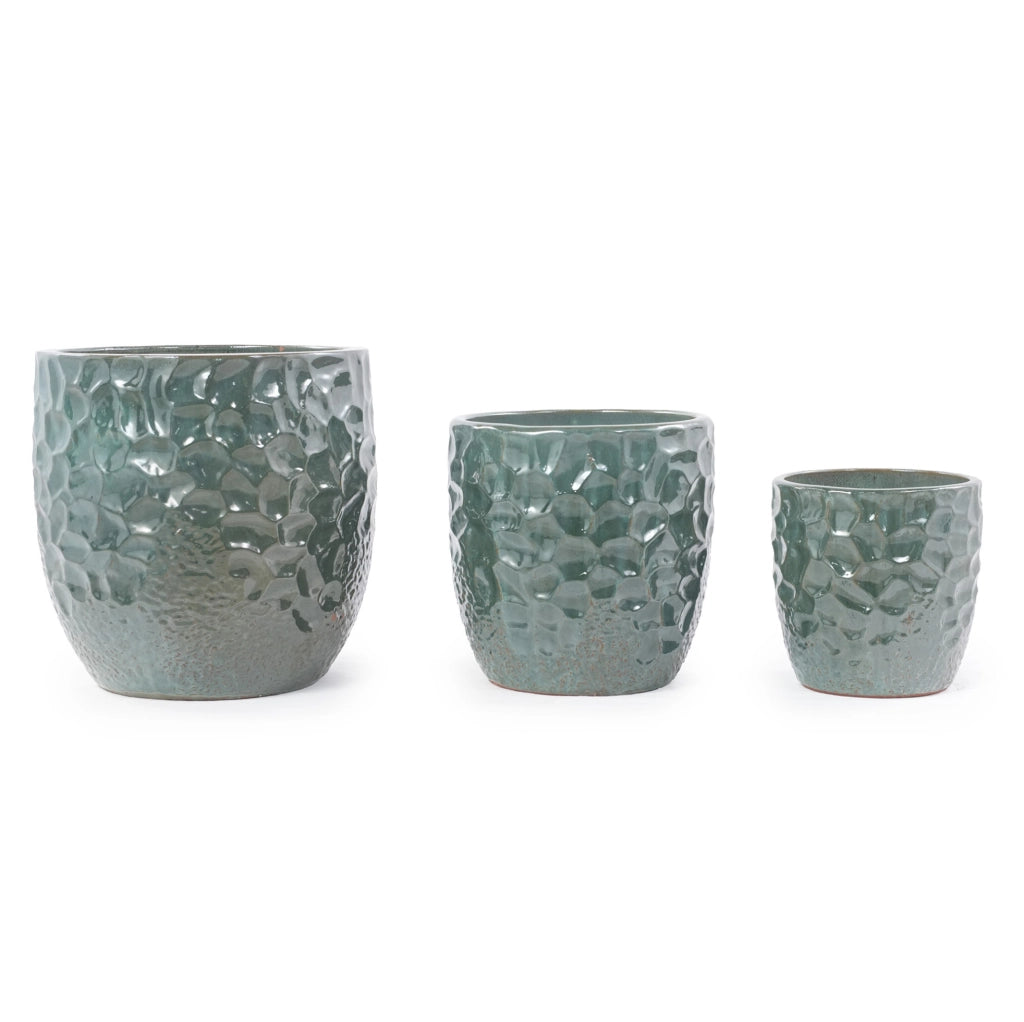 Vaso in ceramica verde scuro Ø 18 cm con foro di drenaggio