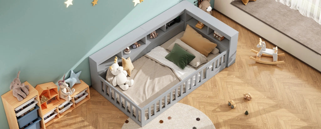 Letto giorno 90x200 cm con rete a doghe, guida estraibile, prese elettriche e USB, struttura in truciolato grigio