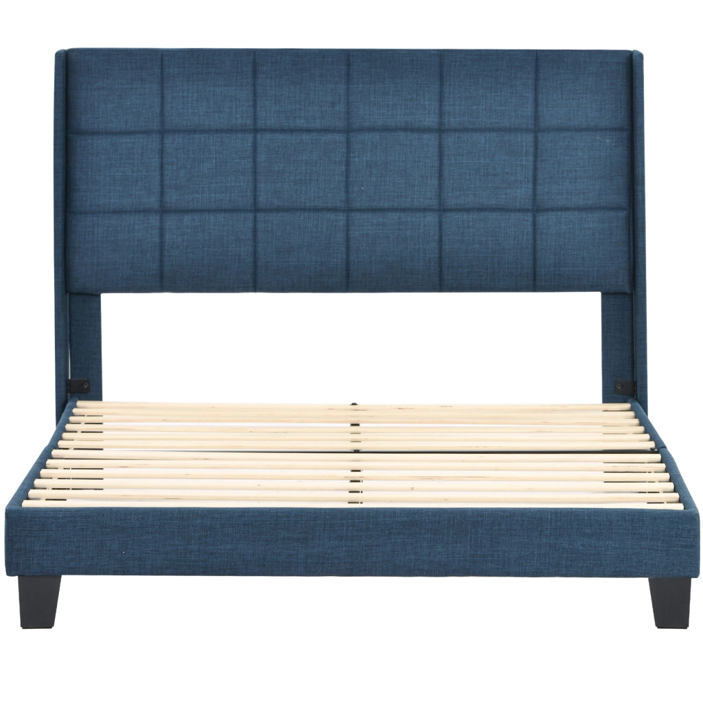 Letto matrimoniale imbottito blu 140x200 cm