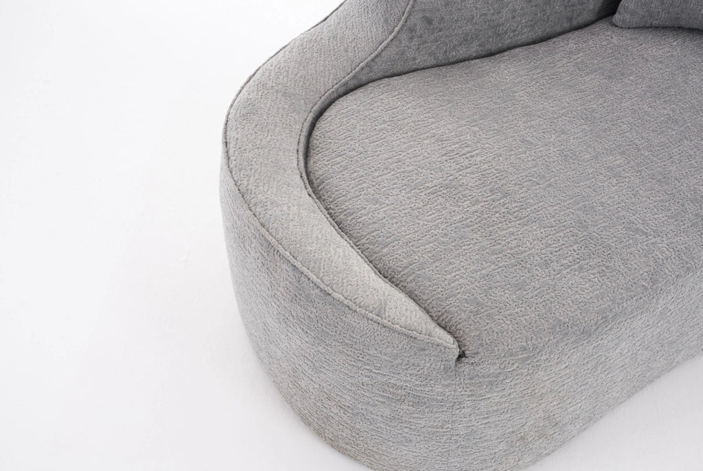 Divano chaise longue in ciniglia grigio chiaro con cuscino