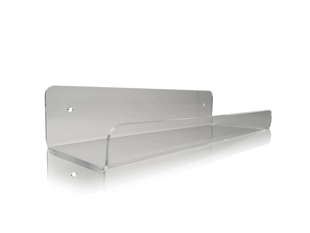 Set da 2 mensole sospese a forma di U, in acrilico trasparente, dimensioni 30x10 cm