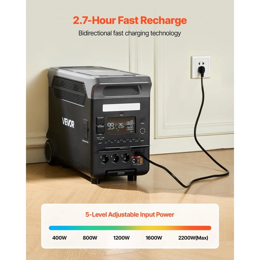 Q3600Pro Centrale Elettrica Portatile 3600W 3840Wh Batteria LiFePO4 10 Uscite Generatore Solare per Camper Campeggio Casa Nero Grigio