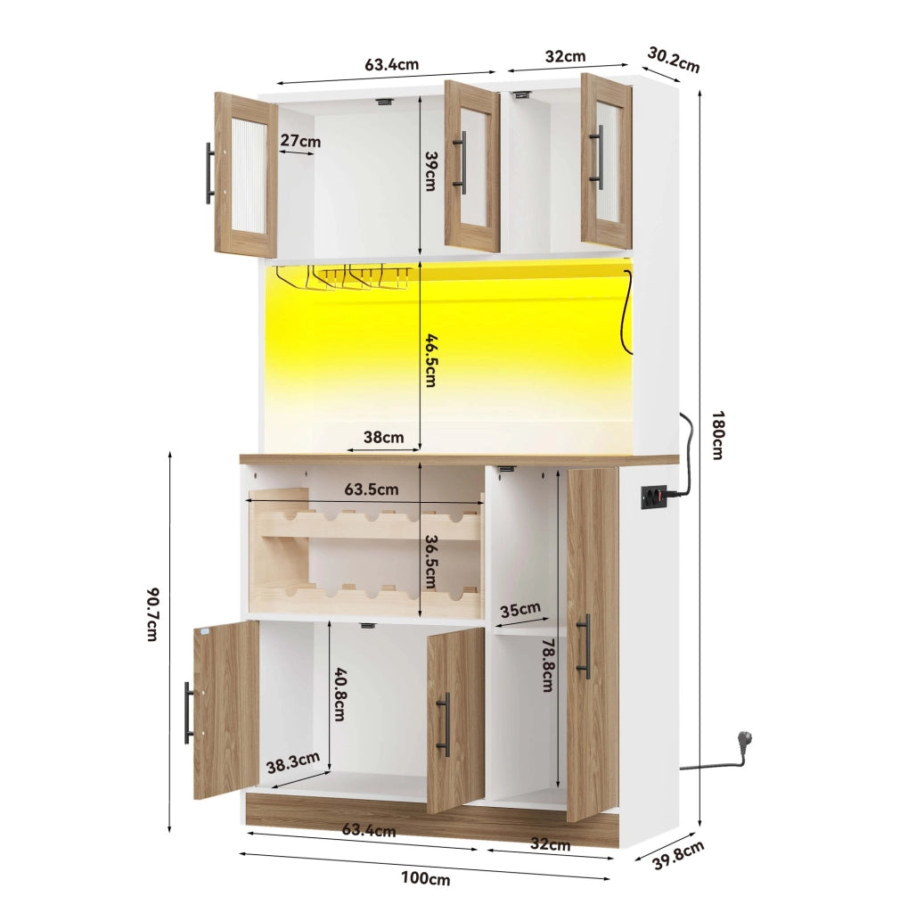 Mobile dispensa da cucina con illuminazione, prese e portabottiglie