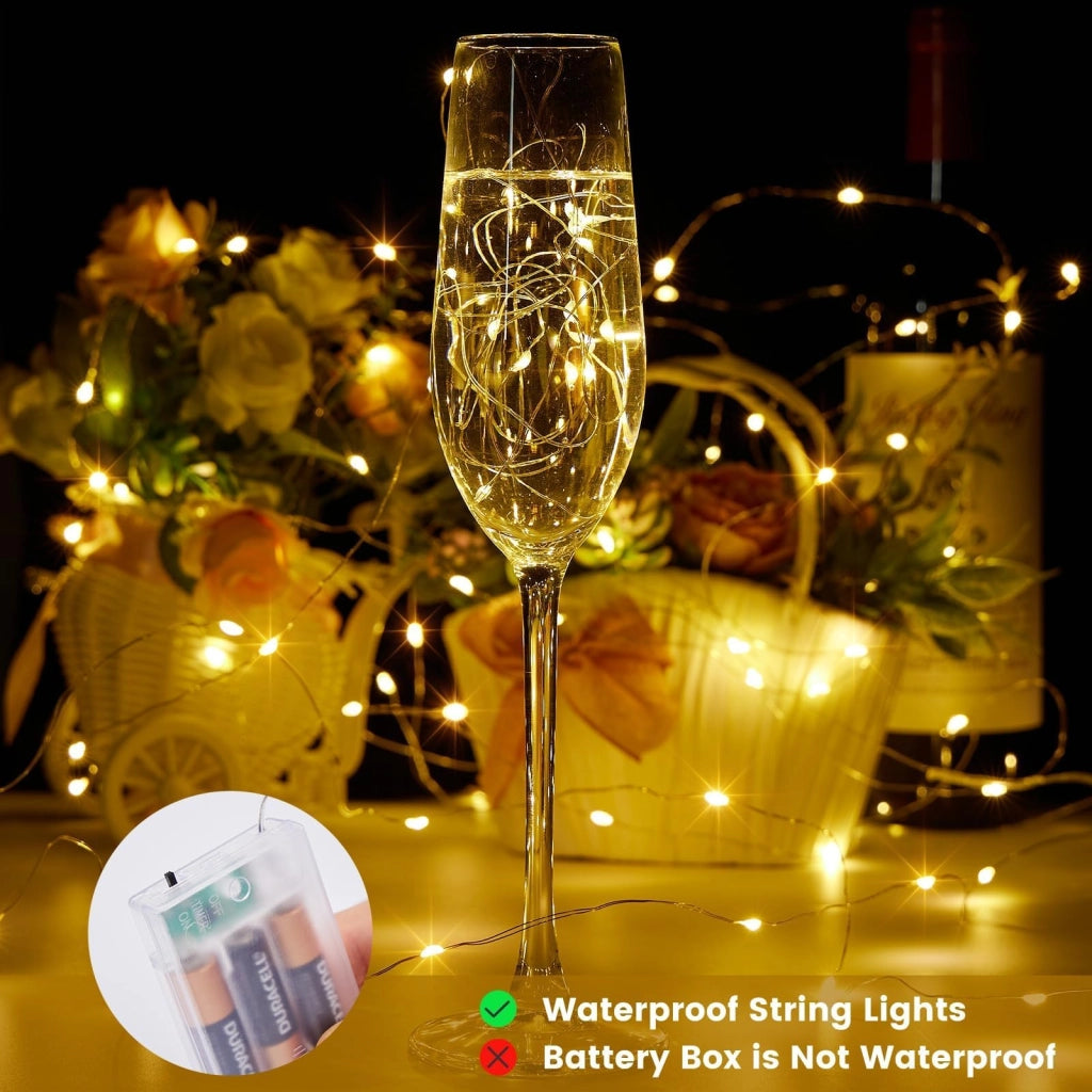 Catena luminosa a LED, lunghezza 3 metri, 30 LED, luce bianco caldo, con timer, grado di protezione IP65 (resistente all'acqua)