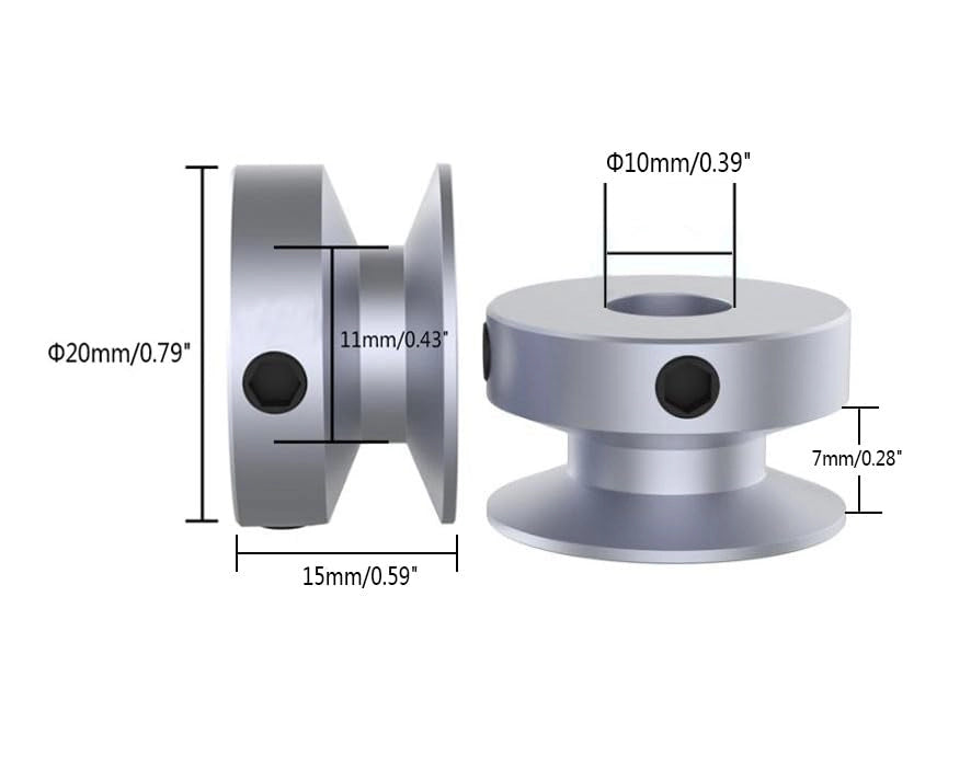 Puleggia da 20 mm, con foro di 10 mm, per cinghie da 6 mm