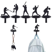 5 ganci a forma di mazza da baseball, in ferro, colore nero, dimensioni 13,5–18,5 cm