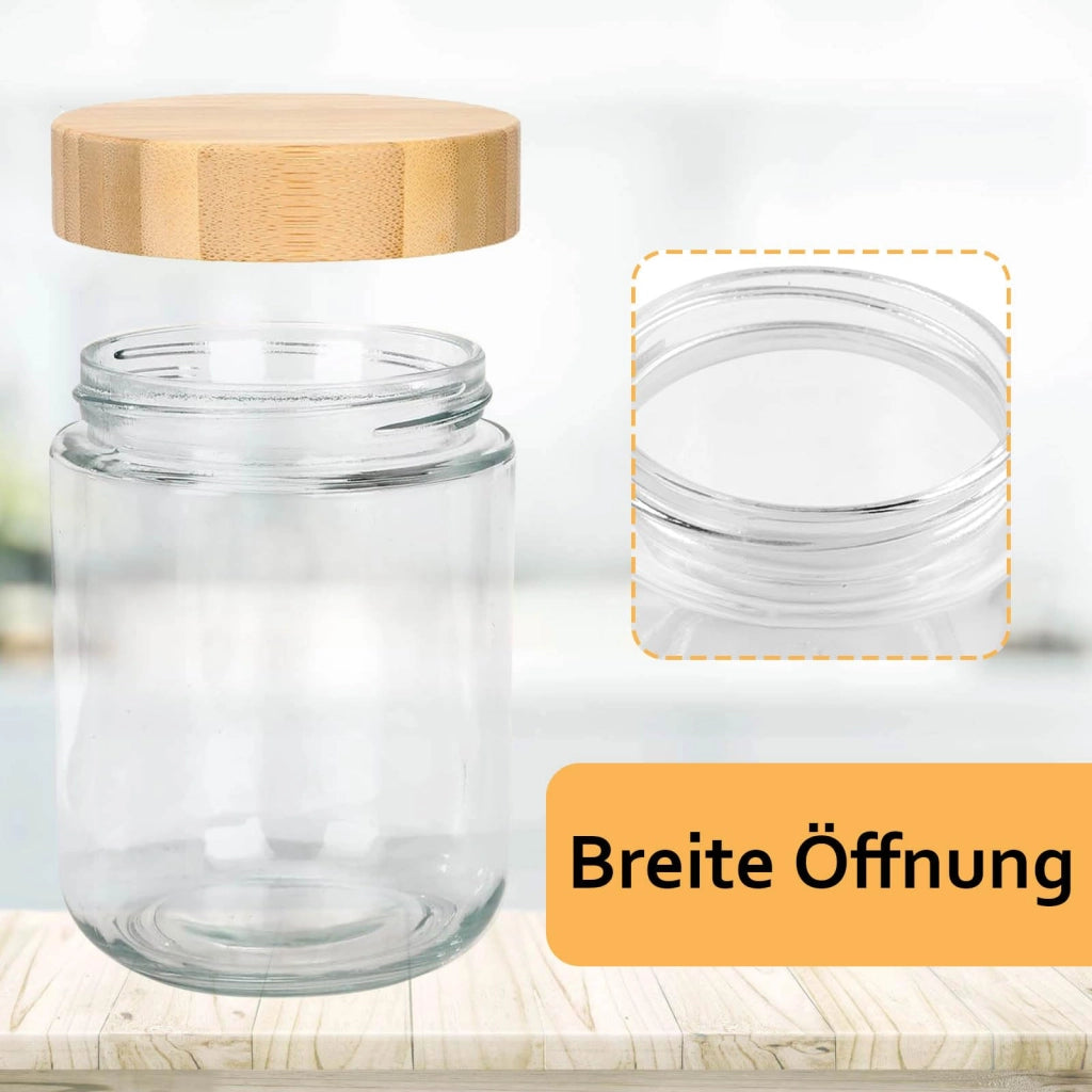 Set di 4 contenitori da 500 ml con coperchi in bambù e cucchiaini