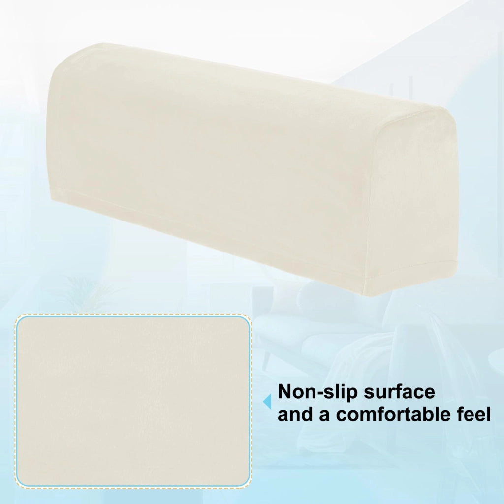 Set di 2 copribracci per divano, morbidi, color beige, adatti a braccioli di lunghezza da 46 a 60 cm
