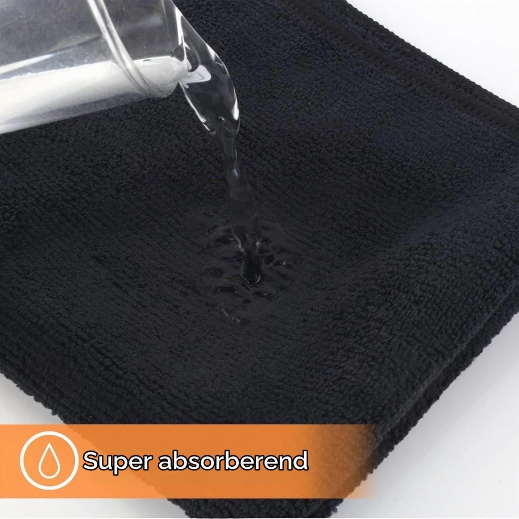 Set di 4 panni in microfibra, 30x30 cm, colore nero, estremamente assorbenti