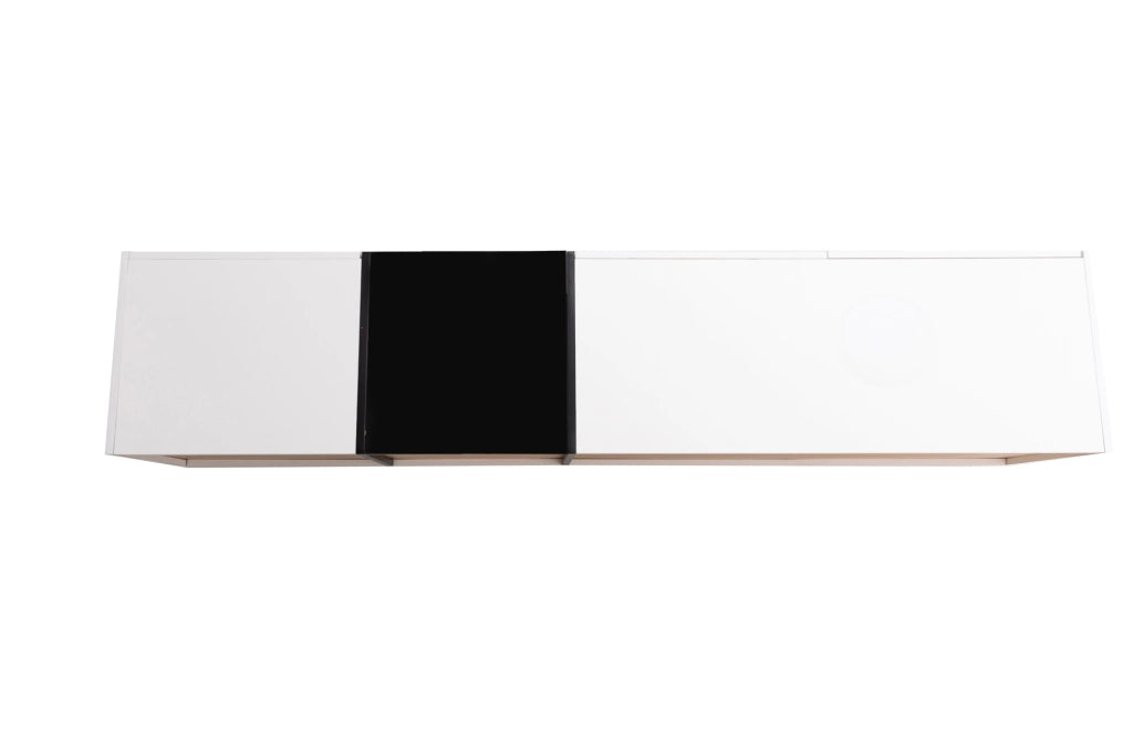 Mobile TV Lowboard in Bianco e Nero Lucido con Cassetti e Ripiani, 190x40x42 cm
